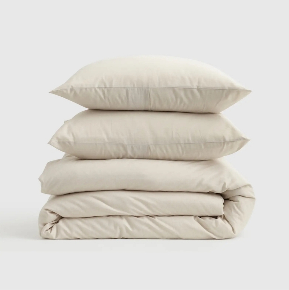 Quince Cotton & Cashmere Duvet Cover Natural Set! Full/ Queen (493)